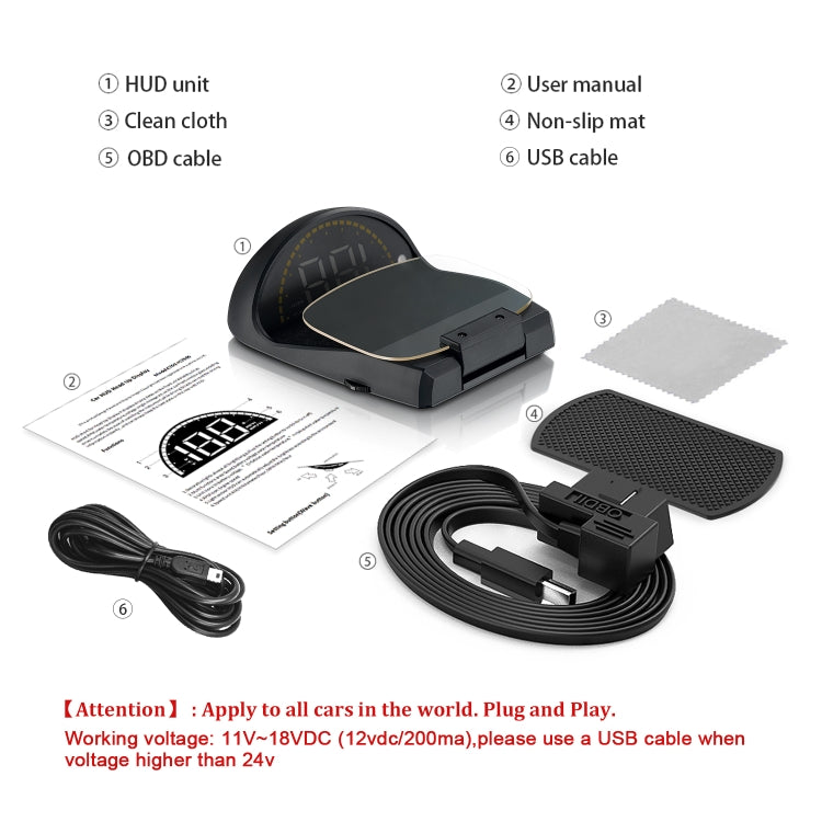 C700S OBD2 + GPS Mode Car HUD Head-up Display Fault Alarm - Head Up Display System by PMC TechLife | Online Shopping South Africa | PMC TechLife | Buy Now Pay Later Mobicred