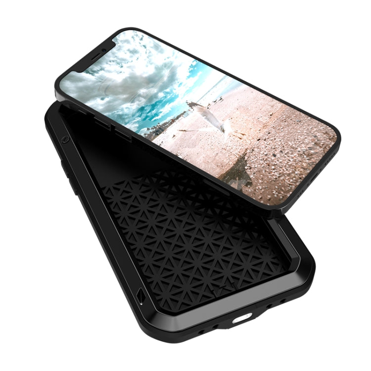 For iPhone 12 Pro LOVE MEI Metal Shockproof Life Waterproof Dustproof Protective Case(Black) - iPhone 12 / 12 Pro Cases by LOVE MEI | Online Shopping South Africa | PMC Jewellery