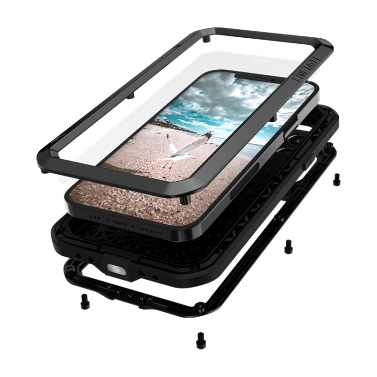 For iPhone 12 Pro LOVE MEI Metal Shockproof Life Waterproof Dustproof Protective Case(Black) - iPhone 12 / 12 Pro Cases by LOVE MEI | Online Shopping South Africa | PMC Jewellery