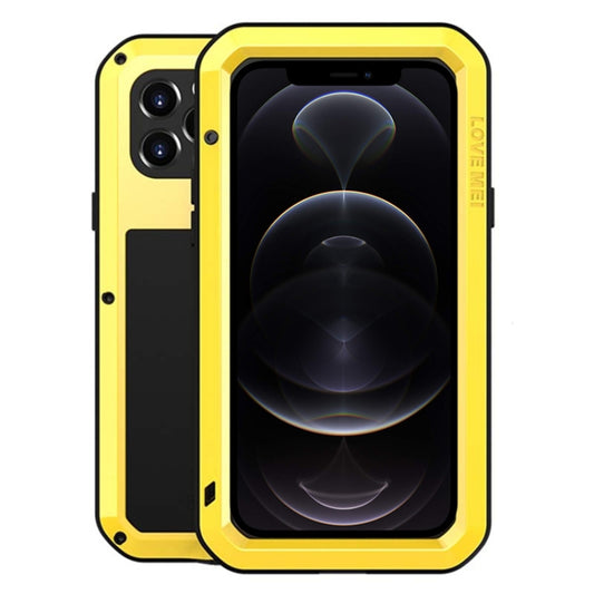 For iPhone 12 Pro LOVE MEI Metal Shockproof Life Waterproof Dustproof Protective Case(Yellow) - iPhone 12 / 12 Pro Cases by LOVE MEI | Online Shopping South Africa | PMC Jewellery