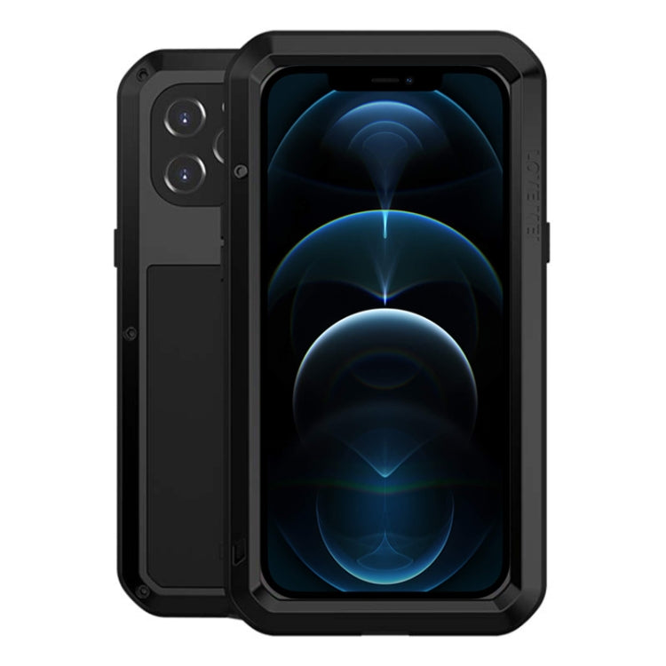 For iPhone 12 Pro Max LOVE MEI Metal Shockproof Life Waterproof Dustproof Protective Case(Black) - iPhone 12 Pro Max Cases by LOVE MEI | Online Shopping South Africa | PMC Jewellery