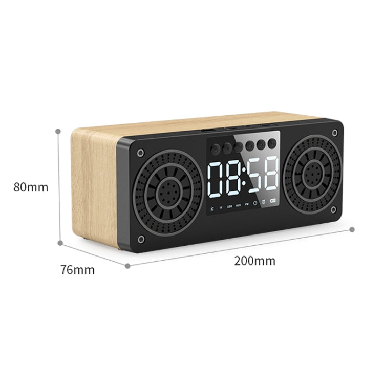 A10 Subwoofer Wooden Clock Bluetooth 5.0 Speaker, Support TF Card & U Disk Play & FM Radio(Yellow) - Desktop Speaker by PMC Jewellery | Online Shopping South Africa | PMC Jewellery