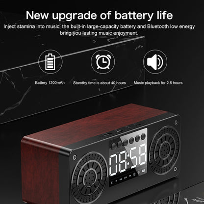 A10 Subwoofer Wooden Clock Bluetooth 5.0 Speaker, Support TF Card & U Disk Play & FM Radio(Yellow) - Desktop Speaker by PMC Jewellery | Online Shopping South Africa | PMC Jewellery