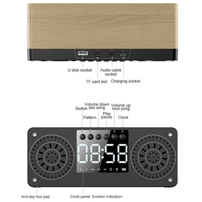 A10 Subwoofer Wooden Clock Bluetooth 5.0 Speaker, Support TF Card & U Disk Play & FM Radio(Black) - Desktop Speaker by PMC Jewellery | Online Shopping South Africa | PMC Jewellery | Buy Now Pay Later Mobicred