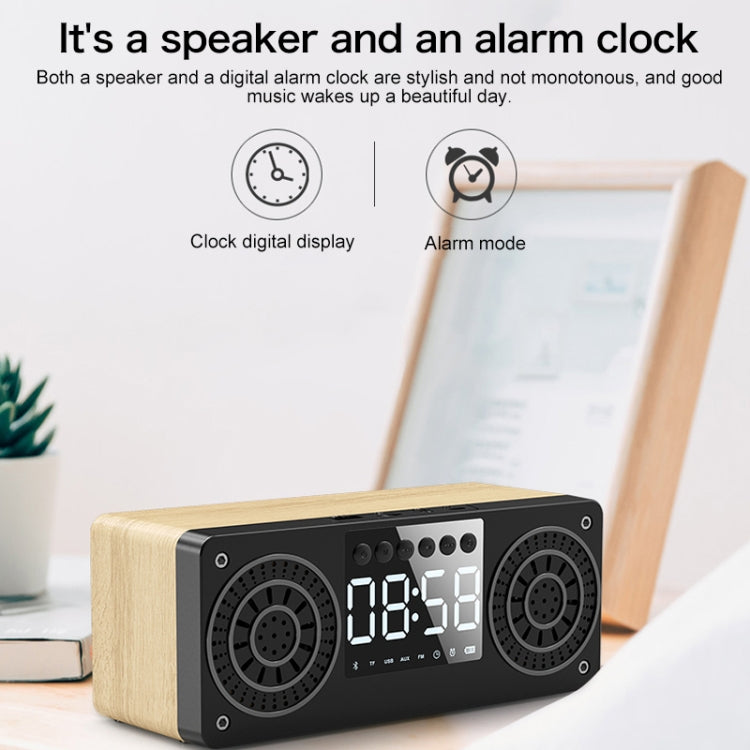 A10 Subwoofer Wooden Clock Bluetooth 5.0 Speaker, Support TF Card & U Disk Play & FM Radio(Black) - Desktop Speaker by PMC Jewellery | Online Shopping South Africa | PMC Jewellery | Buy Now Pay Later Mobicred