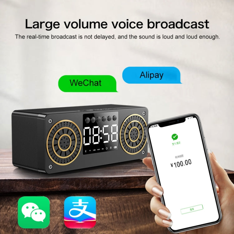 A10 Subwoofer Wooden Clock Bluetooth 5.0 Speaker, Support TF Card & U Disk Play & FM Radio(Black) - Desktop Speaker by PMC Jewellery | Online Shopping South Africa | PMC Jewellery | Buy Now Pay Later Mobicred