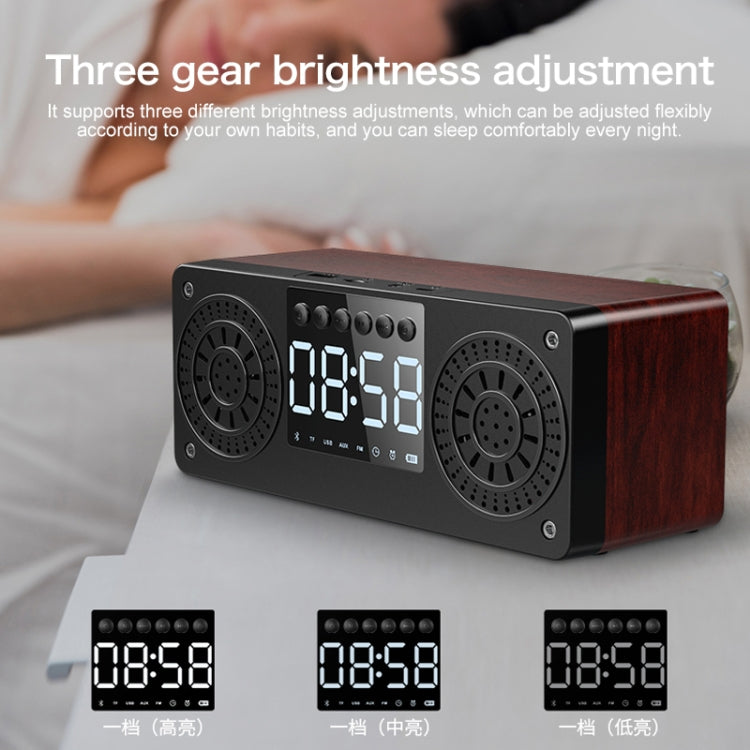 A10 Subwoofer Wooden Clock Bluetooth 5.0 Speaker, Support TF Card & U Disk Play & FM Radio(Yellow) - Desktop Speaker by PMC Jewellery | Online Shopping South Africa | PMC Jewellery