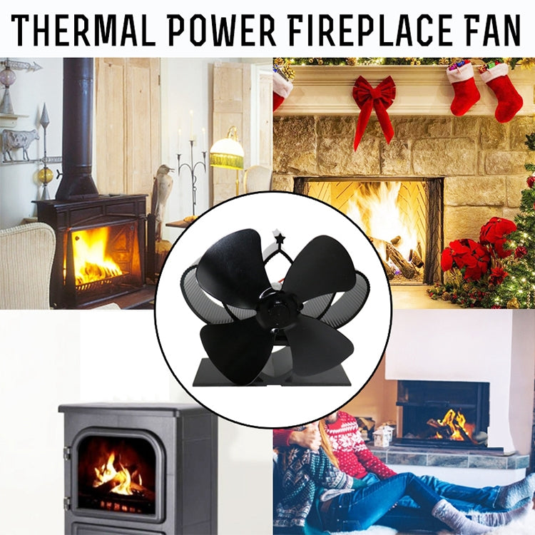 YL201 4-Blade High Temperature Metal Heat Powered Fireplace Stove Fan (Rose Red) - Fireplace Fan by PMC Jewellery | Online Shopping South Africa | PMC Jewellery | Buy Now Pay Later Mobicred