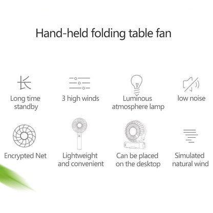 S2 Portable Foldable Handheld Electric Fan, with 3 Speed Control & Night Light (Mint Green) - Electric Fans by PMC Jewellery | Online Shopping South Africa | PMC Jewellery | Buy Now Pay Later Mobicred