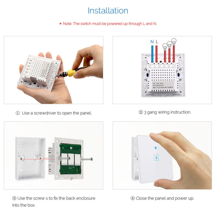 WS-UK-01 EWeLink APP & Touch Control 2A 1 Gang Tempered Glass Panel Smart Wall Switch, AC 90V-250V, UK Plug - Smart Socket by PMC Jewellery | Online Shopping South Africa | PMC Jewellery | Buy Now Pay Later Mobicred