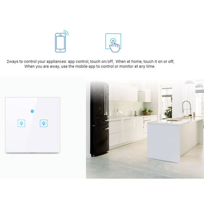 WS-UK-02 EWeLink APP & Touch Control 2A 2 Gangs Tempered Glass Panel Smart Wall Switch, AC 90V-250V, UK Plug - Smart Socket by PMC Jewellery | Online Shopping South Africa | PMC Jewellery | Buy Now Pay Later Mobicred