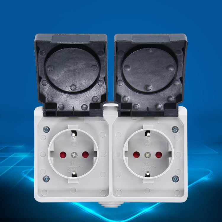 IP44 Waterproof Double-connection Socket with Cover, EU Plug - Extension Socket by PMC TechLife | Online Shopping South Africa | PMC TechLife | Buy Now Pay Later Mobicred