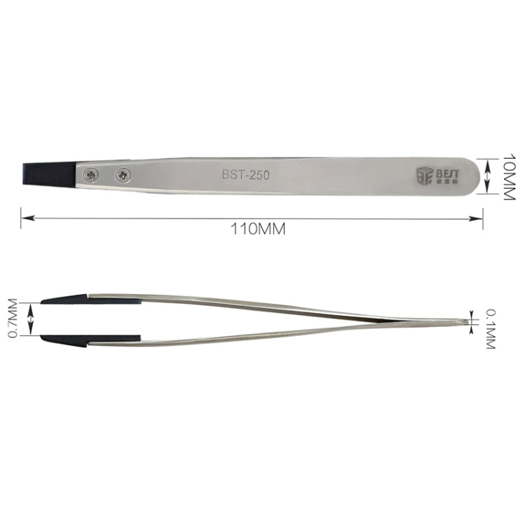 BEST BST-250  Stainless Steel Snti Static Tweezer - Tweezers by BEST | Online Shopping South Africa | PMC Jewellery | Buy Now Pay Later Mobicred
