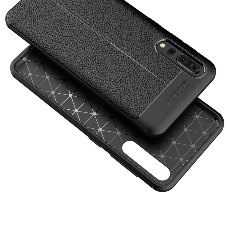 For Huawei  P20 Pro Litchi Texture Soft TPU Protective Back Cover Case(Black) - Huawei Cases by PMC Jewellery | Online Shopping South Africa | PMC Jewellery