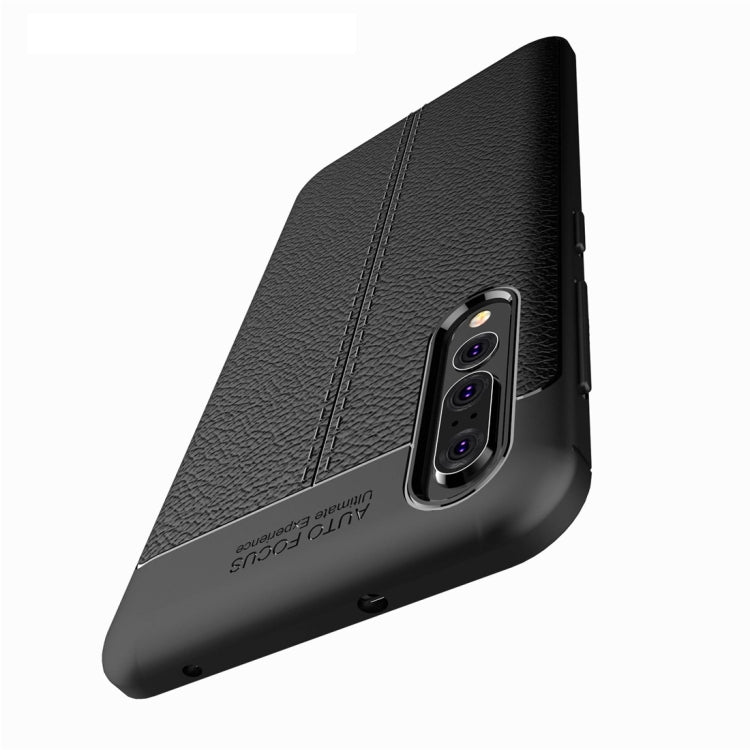 For Huawei  P20 Pro Litchi Texture Soft TPU Protective Back Cover Case(Black) - Huawei Cases by PMC Jewellery | Online Shopping South Africa | PMC Jewellery