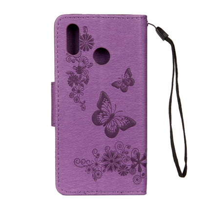 For Huawei  P20 Lite Vintage Embossed Floral Butterfly Pattern Horizontal Flip Leather Case with Card Slot & Holder & Wallet & Lanyard (Purple) - Huawei Cases by PMC Jewellery | Online Shopping South Africa | PMC Jewellery