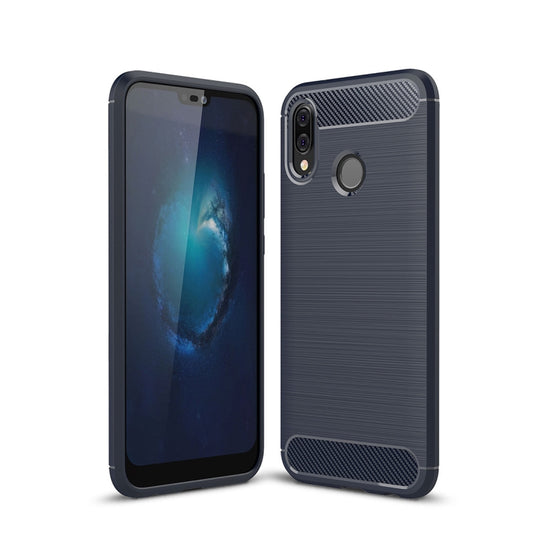 For Huawei  P20 Lite Brushed Texture Carbon Fiber Shockproof TPU Protective Back Case (Navy Blue) - Huawei Cases by PMC Jewellery | Online Shopping South Africa | PMC Jewellery | Buy Now Pay Later Mobicred