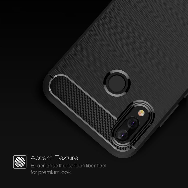 For Huawei  P20 Lite Brushed Texture Carbon Fiber Shockproof TPU Protective Back Case (Navy Blue) - Huawei Cases by PMC TechLife | Online Shopping South Africa | PMC TechLife | Buy Now Pay Later Mobicred
