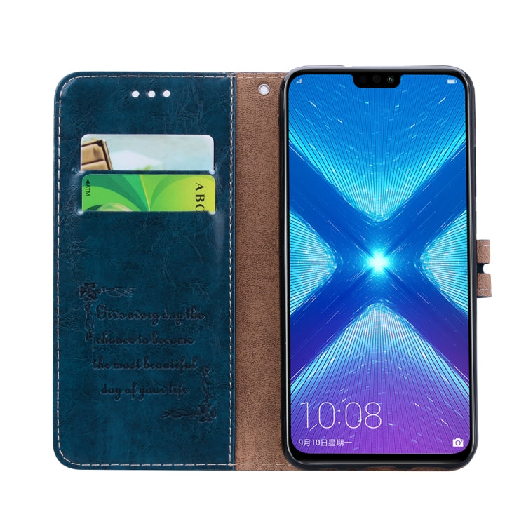 Business Style Oil Wax Texture Horizontal Flip Leather Case for Huawei Honor 8X, with Holder & Card Slots & Wallet(Blue) - Honor Cases by PMC Jewellery | Online Shopping South Africa | PMC Jewellery | Buy Now Pay Later Mobicred