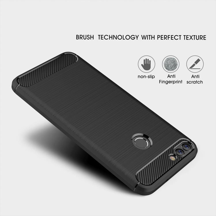 For Huawei  P smart / Enjoy 7S Brushed Texture Carbon Fiber Shockproof TPU Protective Back Case (Navy Blue) - Huawei Cases by PMC Jewellery | Online Shopping South Africa | PMC Jewellery | Buy Now Pay Later Mobicred