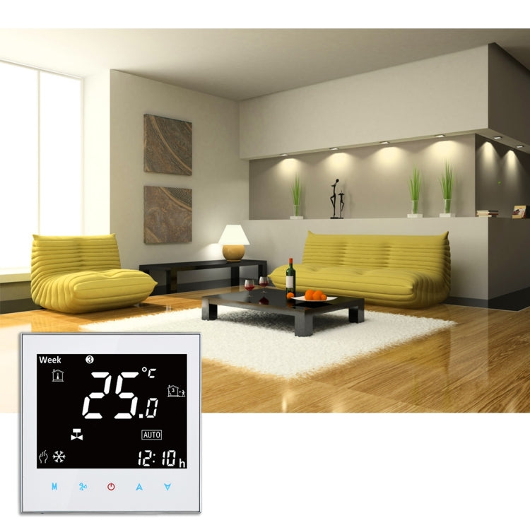 BAC-2000 Central Air Conditioning Type Touch LCD Digital 2-pipe Fan Coil Unit Room Thermostat, Display Fan Speed / Clock / Temperature / Time / Week / Heat etc.(White) - Indoor Thermometer by PMC Jewellery | Online Shopping South Africa | PMC Jewellery | Buy Now Pay Later Mobicred