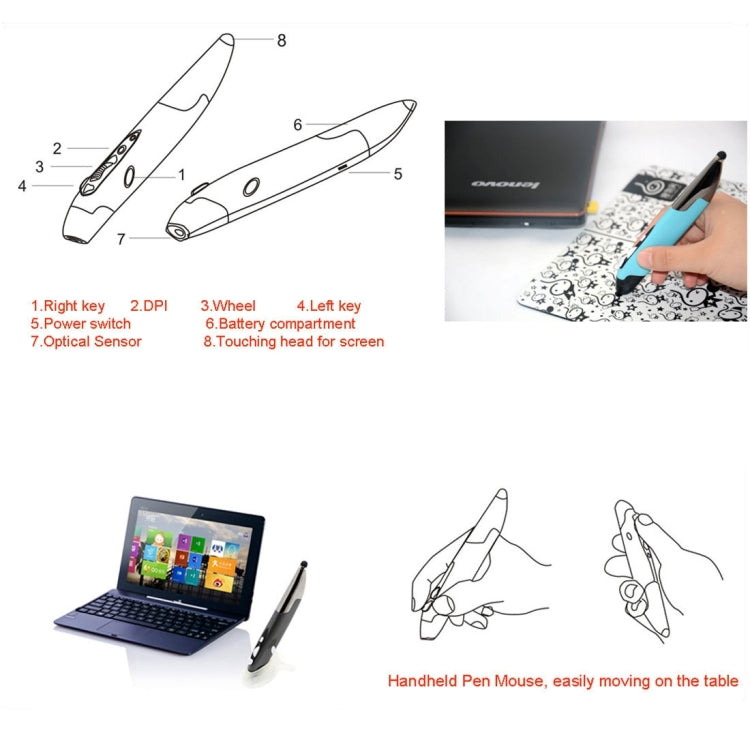 2.4GHz Innovative Pen-style Handheld Wireless Smart Mouse for PC Laptop(Red) - Wireless Mice by PMC Jewellery | Online Shopping South Africa | PMC Jewellery | Buy Now Pay Later Mobicred