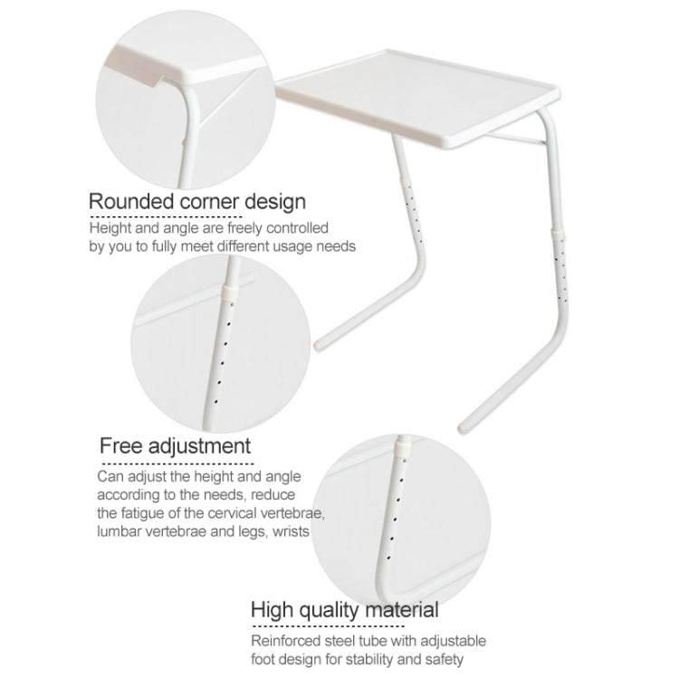 Plastic Pad Steel Tube Bracket Liftable Foldable Portable Multi-purpose Laptop Table, Adjustable Height: 52-72cm, Adjustable Angle: 30 Degrees / 60 Degrees / 90 Degrees(White) - Laptop Stand by PMC Jewellery | Online Shopping South Africa | PMC Jewellery | Buy Now Pay Later Mobicred