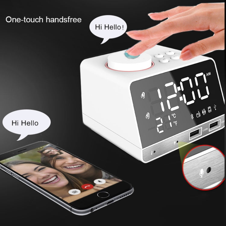 K11 Bluetooth Alarm Clock Speaker Creative Digital Music Clock Display Radio with Dual USB Interface, Support U Disk / TF Card / FM / AUX, EU Plug(Black) - Alarm Clocks by PMc TechLife | Online Shopping South Africa | PMc TechLife | Buy Now Pay Later Mobicred