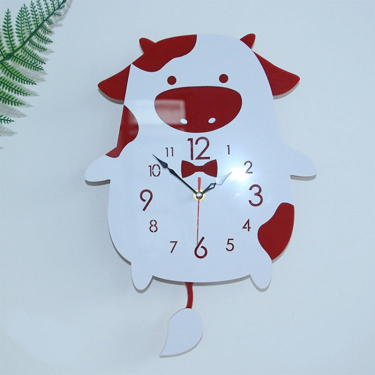 Creative Home Office Bedroom Decoration Cow Swing Acrylic Wall Clock (Red) - Wall Clock by PMc TechLife | Online Shopping South Africa | PMc TechLife | Buy Now Pay Later Mobicred