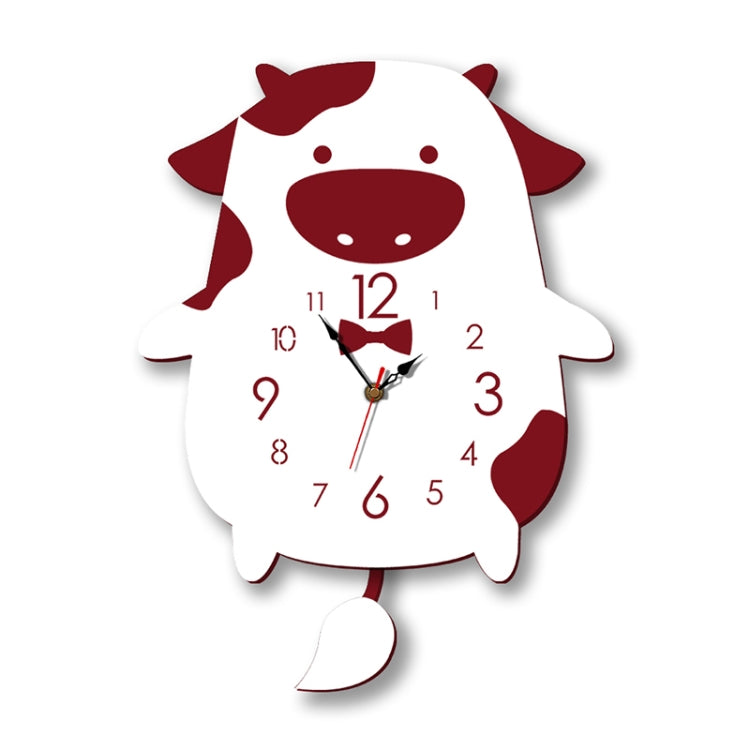 Creative Home Office Bedroom Decoration Cow Swing Acrylic Wall Clock (Red) - Wall Clock by PMc TechLife | Online Shopping South Africa | PMc TechLife | Buy Now Pay Later Mobicred