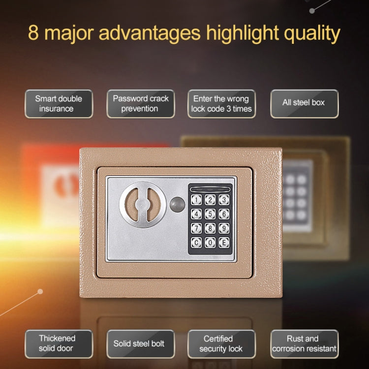 17E Home Mini Electronic Security Lock Box Wall Cabinet Safety Box without Coin-operated Function(Bronze) - Safety Box by PMc TechLife | Online Shopping South Africa | PMc TechLife | Buy Now Pay Later Mobicred