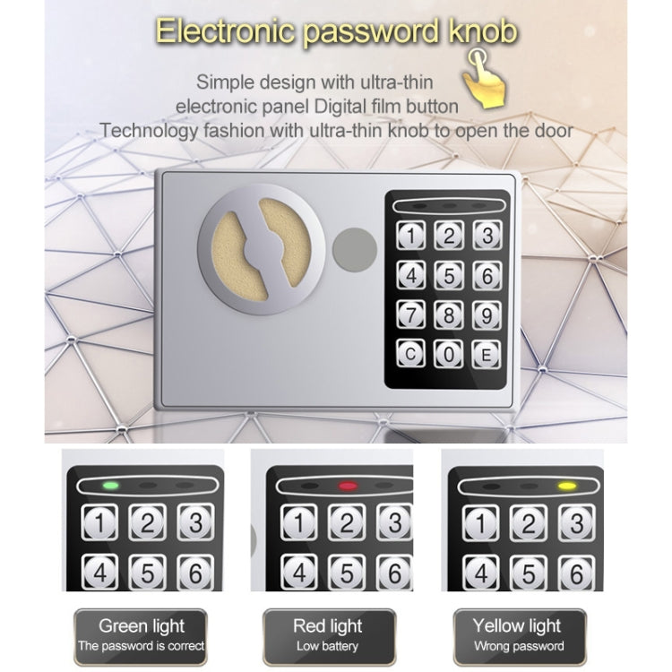 17E Home Mini Electronic Security Lock Box Wall Cabinet Safety Box with Coin-operated Function(Champagne Gold) - Safety Box by PMc TechLife | Online Shopping South Africa | PMc TechLife | Buy Now Pay Later Mobicred