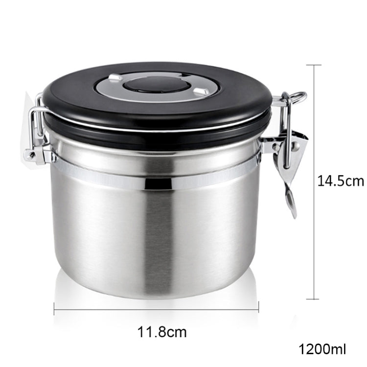 1200ml Stainless Steel Sealed Food Coffee Grounds Bean Storage Container with Built-in CO2 Gas Vent Valve & Calendar (Silver) - Coffee Tools by PMC Jewellery | Online Shopping South Africa | PMC Jewellery | Buy Now Pay Later Mobicred