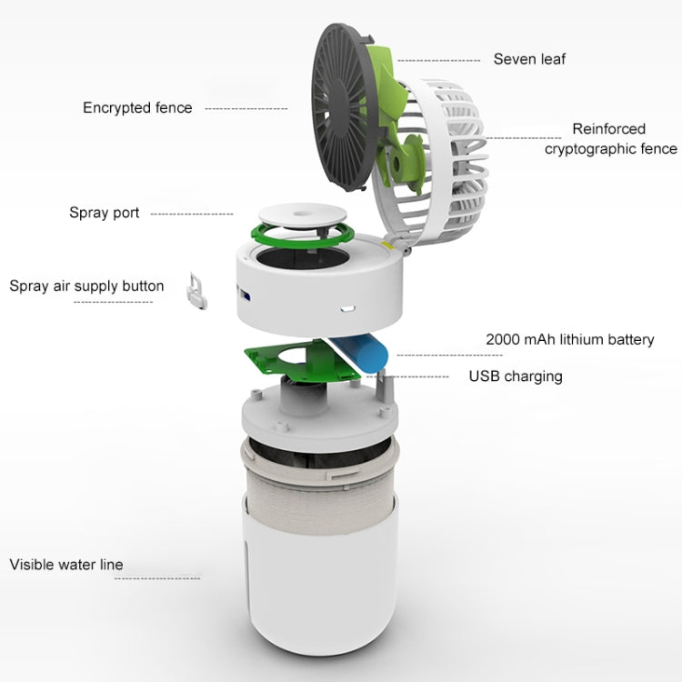 T9 Portable Adjustable USB Charging Desktop Humidifying Fan with 3 Speed Control (White) - Electric Fans by PMC Jewellery | Online Shopping South Africa | PMC Jewellery | Buy Now Pay Later Mobicred