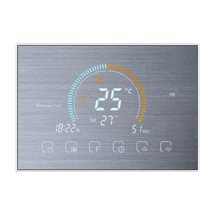 BHT-8000-GA-SS Brushed Stainless Steel Mirror Control Water Heating Energy-saving and Environmentally-friendly Smart Home Negative Display LCD Screen Round Room Thermostat without WiFi - Thermostat & Thermometer by PMC Jewellery | Online Shopping South Africa | PMC Jewellery | Buy Now Pay Later Mobicred