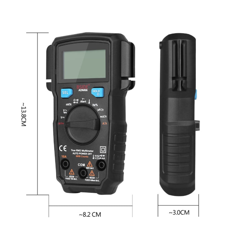 BSIDE ADM66 Handheld Household 6000 Count AC / DC Current Voltage Capacitor Automatic Range Multimeter with LCD Backlight & Card Slot Function - free shipping - PMC Jewellery - Order now!