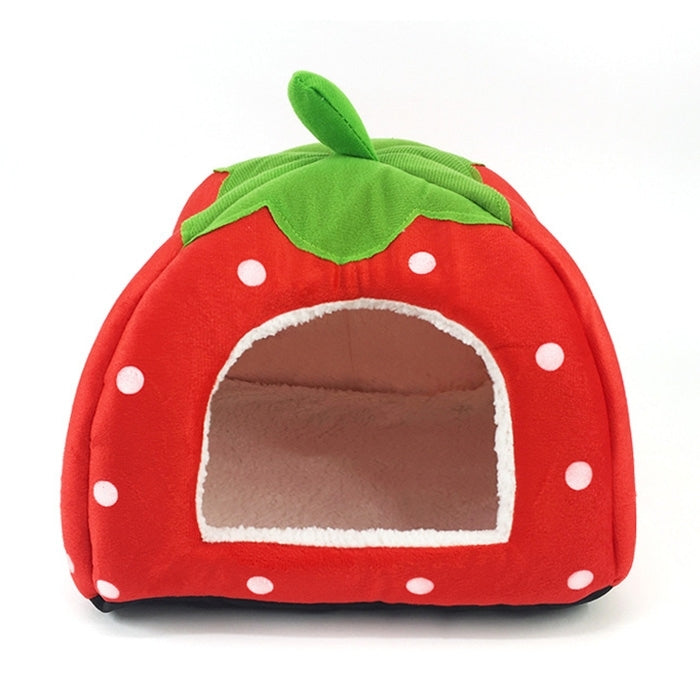 Strawberry Shaped Foldable Short Plush Pet House Nest, Size: S(Red) - Beds by PMC Jewellery | Online Shopping South Africa | PMC Jewellery