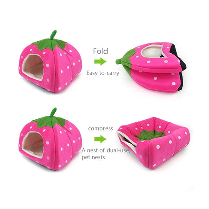 Strawberry Shaped Foldable Short Plush Pet House Nest, Size: S(Red) - Beds by PMC Jewellery | Online Shopping South Africa | PMC Jewellery