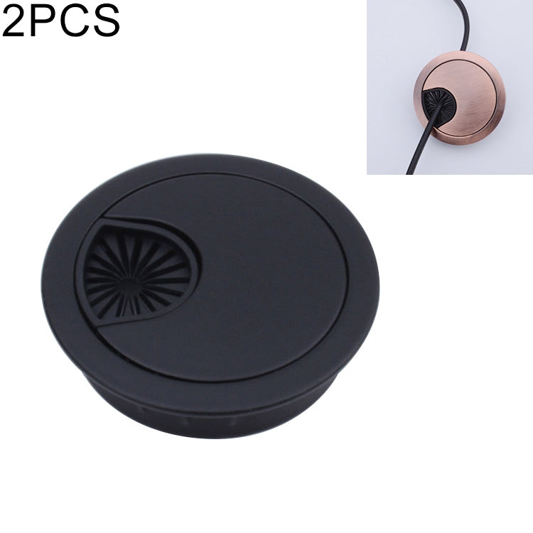 2 PCS Desk Computer Desktop Zinc Alloy Round Threading Box Hole Cover, Hole Diameter: 50mm  (Matte Black) - Furniture Accessories by PMC Jewellery | Online Shopping South Africa | PMC Jewellery