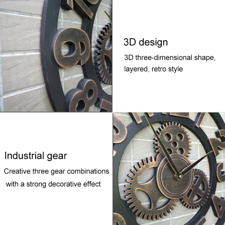 Retro Wooden Round Single-sided Gear Clock Rome Number Wall Clock, Diameter: 80cm(Gold) - Wall Clock by PMc TechLife | Online Shopping South Africa | PMc TechLife | Buy Now Pay Later Mobicred