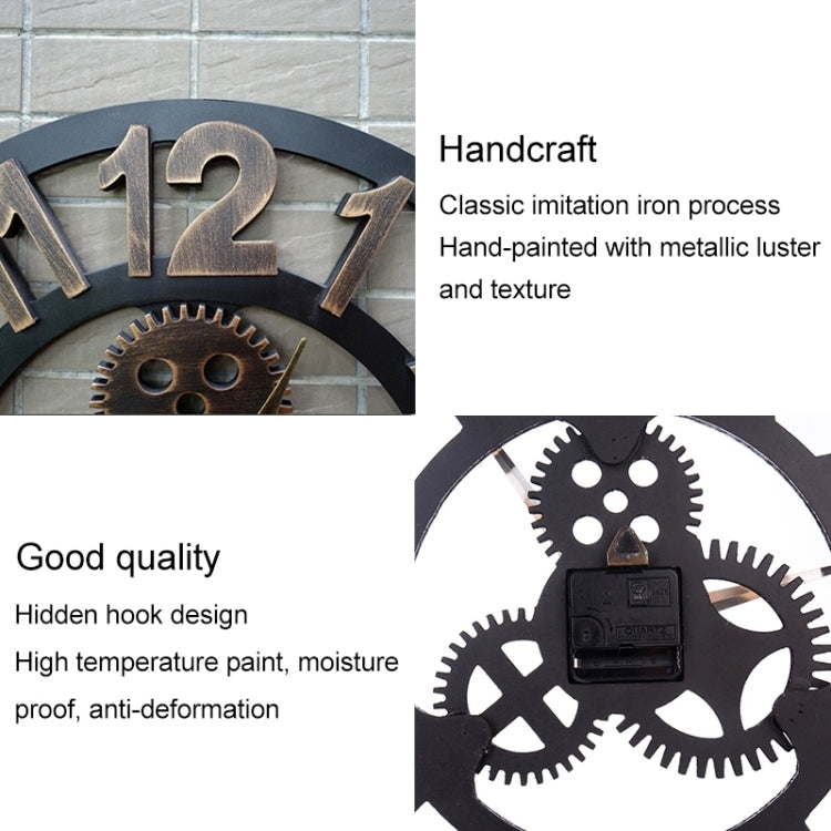 Retro Wooden Round Single-sided Gear Clock Arabic Number Wall Clock, Diameter: 30cm (Silver) - Wall Clock by PMc TechLife | Online Shopping South Africa | PMc TechLife | Buy Now Pay Later Mobicred