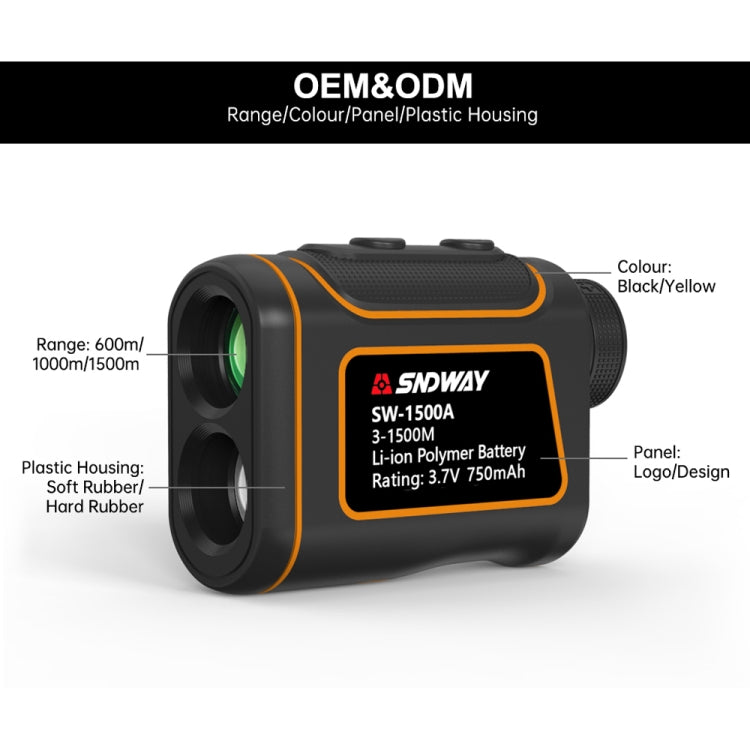 SNDWAY SW600A Handheld Outdoor Waterproof Telescope Range Finder Distance Measurer, 600m - Laser Rangefinder by SNDWAY | Online Shopping South Africa | PMC Jewellery | Buy Now Pay Later Mobicred