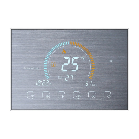 BHT-8000-GC-SS Brushed Stainless Steel Mirror Controlling Water/Gas Boiler Heating Energy-saving and Environmentally-friendly Smart Home Negative Display LCD Screen Round Room Thermostat without WiFi - Thermostat & Thermometer by PMC Jewellery | Online Shopping South Africa | PMC Jewellery | Buy Now Pay Later Mobicred