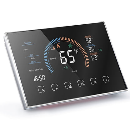 BHP-8000-B 3H2C Smart Home Heat Pump Round Room Mirror Housing Thermostat with Adapter Plate & no WiFi, AC 24V(Black) - Thermostat & Thermometer by PMC Jewellery | Online Shopping South Africa | PMC Jewellery | Buy Now Pay Later Mobicred