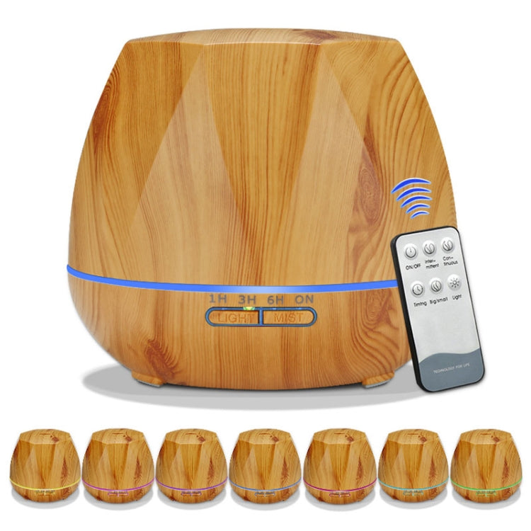 Diamond Wood Grain Remote Control Ultrasonic Humidifier Aromatherapy Machine Automatic Alcohol Sprayer with LED Lights, Capacity: 400mL, EU Plug (Light Wood Color) - free shipping - PMC TechLife - Order now!