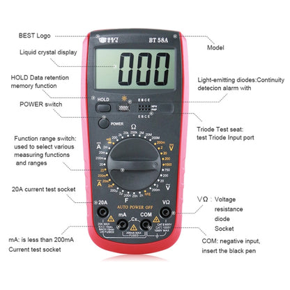 Repair Tools for Mobile & Tablet, BEST-58A Multi Function Digital Multimeter - Current & Voltage Tester by BEST | Online Shopping South Africa | PMC Jewellery | Buy Now Pay Later Mobicred