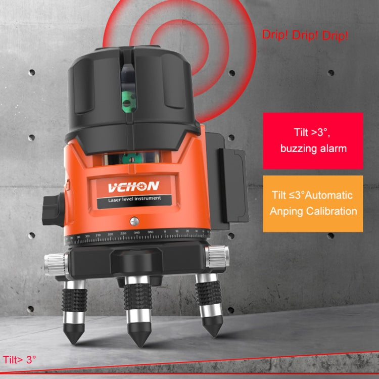 VCHON  30 Times Enhanced Green Light 3 Line High-precision Outdoor Laser Level Instrument with Anti-drop Plastic Box & 1m Tripod - Laser Rangefinder by PMC Jewellery | Online Shopping South Africa | PMC Jewellery | Buy Now Pay Later Mobicred