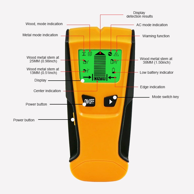 TH210 3 in 1 Wall Metal Detector for Voltage and Cable with Metal Detection Function - Metal Detector by PMC Jewellery | Online Shopping South Africa | PMC Jewellery | Buy Now Pay Later Mobicred