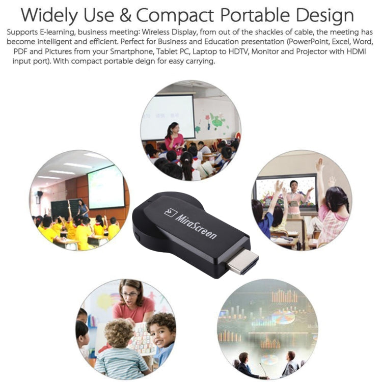 MiraScreen WiFi Display Dongle / Miracast Airplay DLNA Display Receiver Dongle Wireless Mirroring Screen Device with 2 in 1 USB Cable (Black) - Wireless Display Dongle by PMC Jewellery | Online Shopping South Africa | PMC Jewellery | Buy Now Pay Later Mobicred