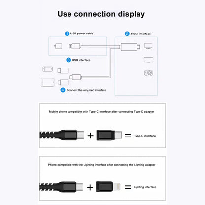 3 in 1 Micro USB + USB-C / Type-C + 8 Pin to HDMI HDTV Cable(Black) - Video & Audio Cable by PMC Jewellery | Online Shopping South Africa | PMC Jewellery | Buy Now Pay Later Mobicred